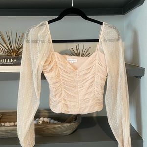 Long sleeve Mesh Pink Top